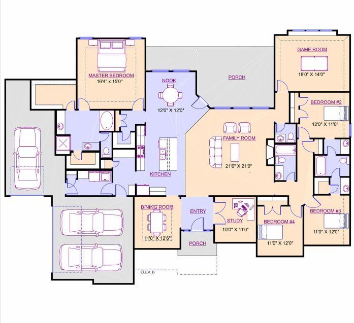 2D floor plan layout for the Langford VII by Altura Homes in Heritage, Heath, TX (Image 1).