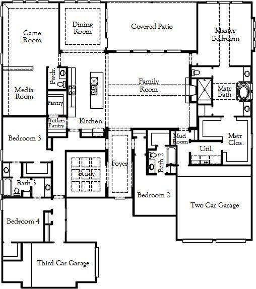 2D floor plan layout for the Hempstead (3673-DL-70) by Coventry Homes in Star Trail, Prosper, TX (Image 1). 2D floor plan layout for the Hempstead (3673-DL-70) by Coventry Homes in Star Trail, Prosper, TX (Image 1).