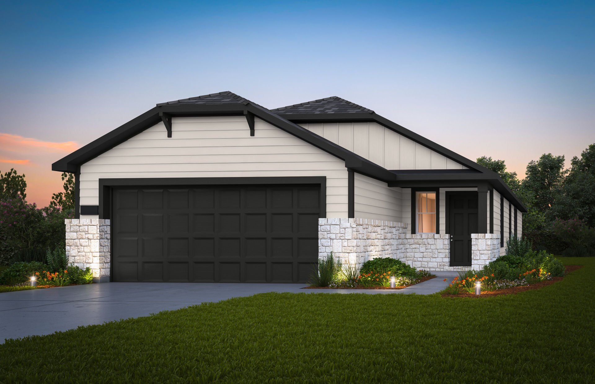 Front exterior of a new home in Davis Ranch, San Antonio, TX, highlighting curb appeal (Image 1). Front exterior of a new home in Davis Ranch, San Antonio, TX, highlighting curb appeal (Image 1).