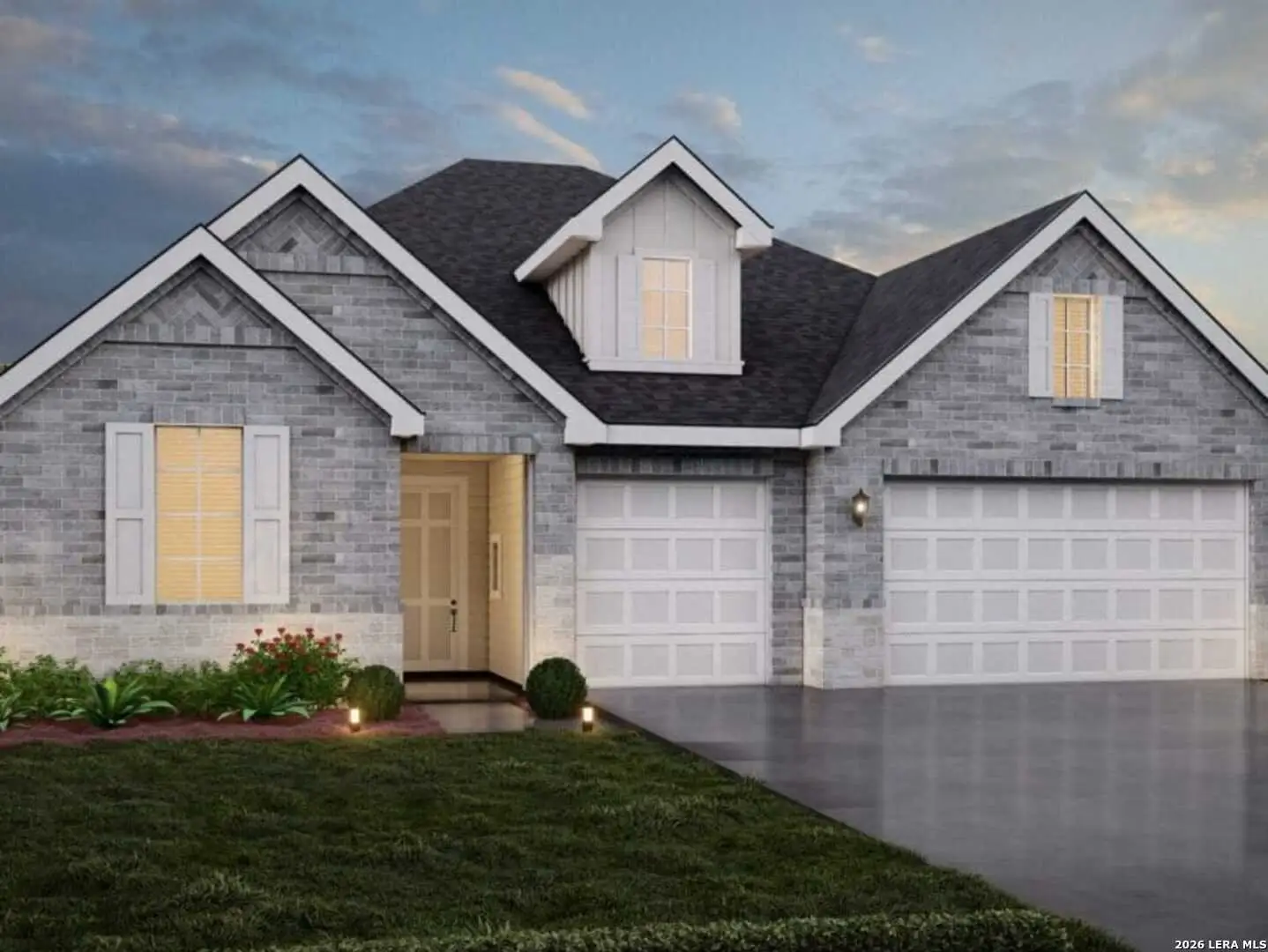 Front exterior of a new home in , New Braunfels, TX, highlighting curb appeal (Image 1). Front exterior of a new home in , New Braunfels, TX, highlighting curb appeal (Image 1).