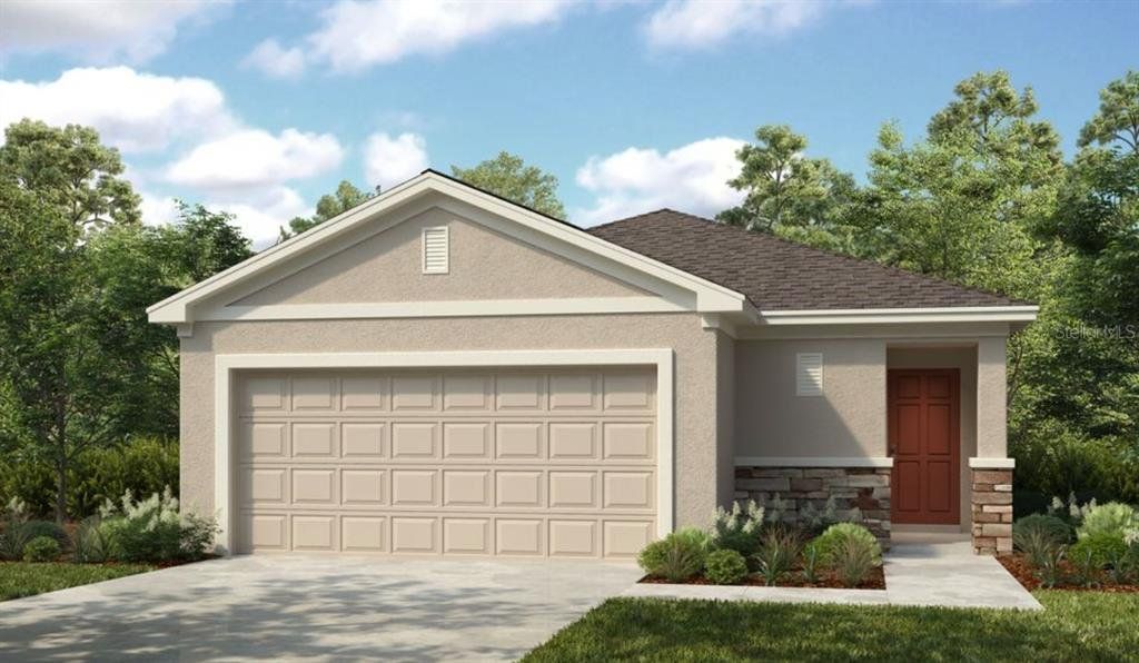 Front exterior of a new home in Waterstone, Groveland, FL, highlighting curb appeal (Image 1). Front exterior of a new home in Waterstone, Groveland, FL, highlighting curb appeal (Image 1).