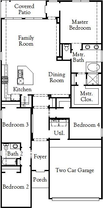 2D floor plan layout for the Austwell (1965-DM-40) by Coventry Homes in Painted Tree, McKinney, TX (Image 1). 2D floor plan layout for the Austwell (1965-DM-40) by Coventry Homes in Painted Tree, McKinney, TX (Image 1).