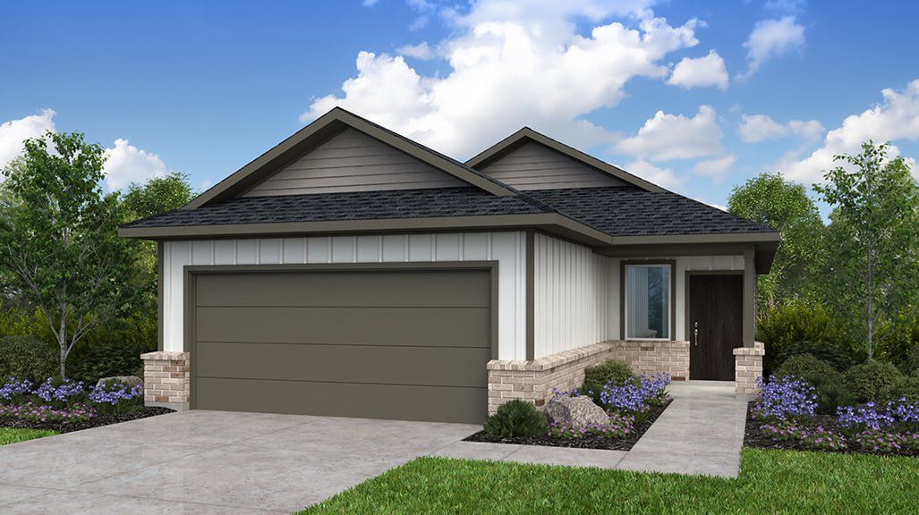 Front exterior of a new home in Redbud, Hockley, TX, highlighting curb appeal (Image 1). Front exterior of a new home in Redbud, Hockley, TX, highlighting curb appeal (Image 1).