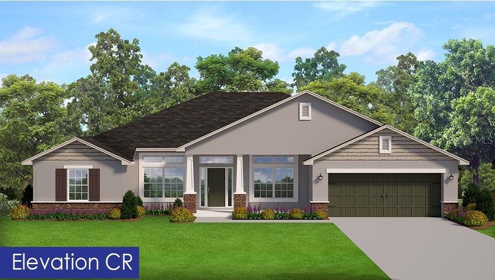 Front exterior of a new home in Royal Highlands, Weeki Wachee, FL, highlighting curb appeal (Image 1). Front exterior of a new home in Royal Highlands, Weeki Wachee, FL, highlighting curb appeal (Image 1).