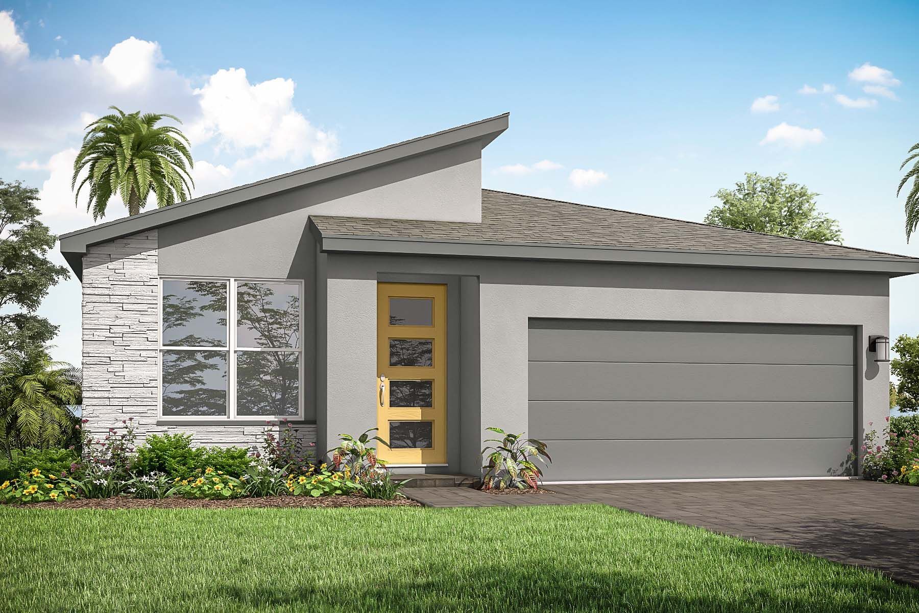 Front exterior of a new home in Tradition - Kenley, Port St. Lucie, FL, highlighting curb appeal (Image 1). Front exterior of a new home in Tradition - Kenley, Port St. Lucie, FL, highlighting curb appeal (Image 1).