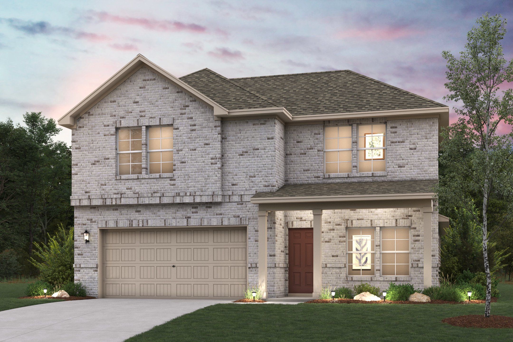 Front exterior of a new home in Hickory Hill, Sherman, TX, highlighting curb appeal (Image 1). Front exterior of a new home in Hickory Hill, Sherman, TX, highlighting curb appeal (Image 1).
