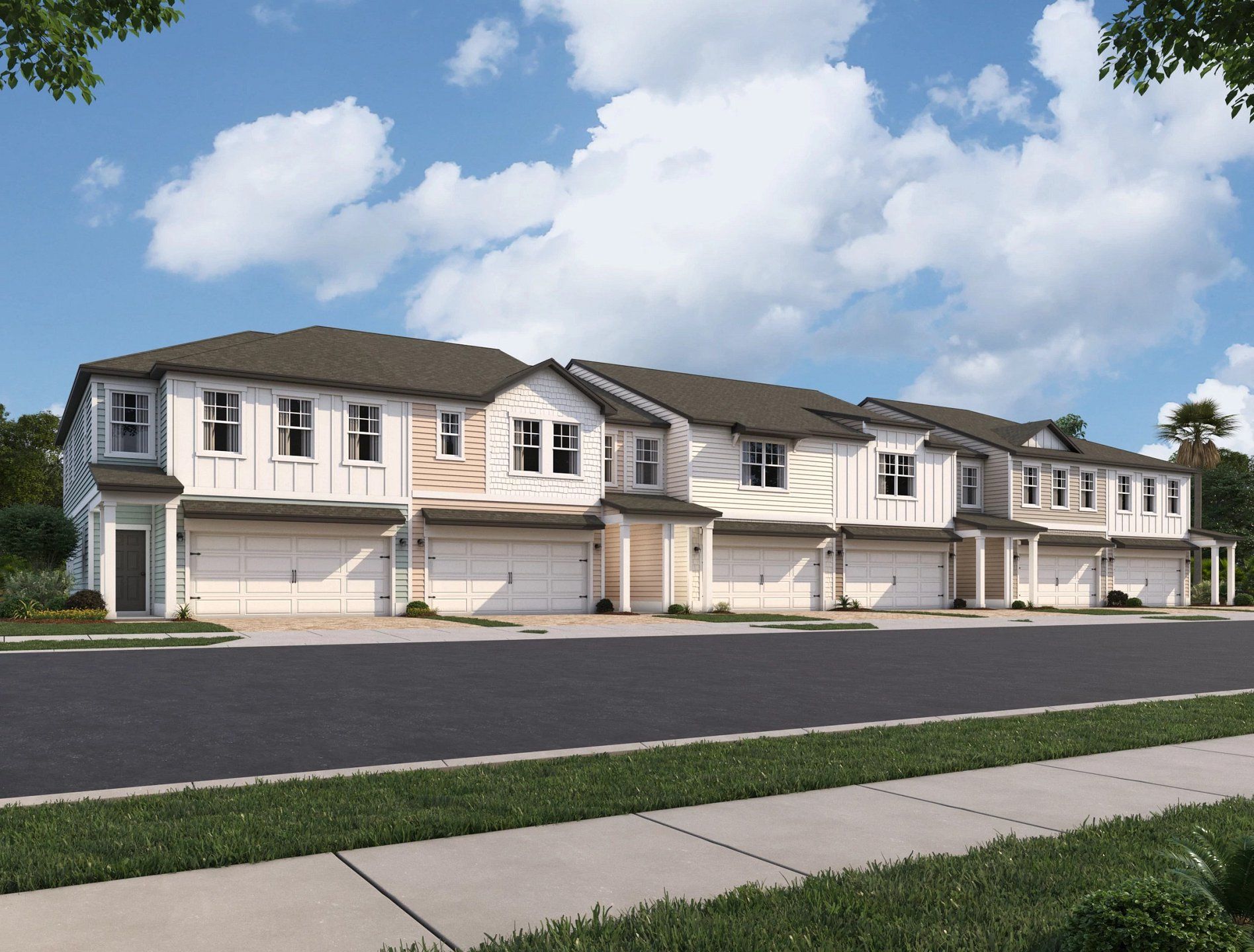 Front exterior of a new home in Hawks Run, Kissimmee, FL, highlighting curb appeal (Image 1).