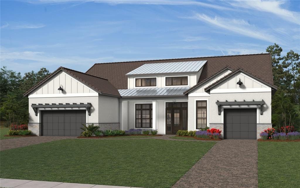 Front exterior of a new home in Waterbury Park, Bradenton, FL, highlighting curb appeal (Image 1).