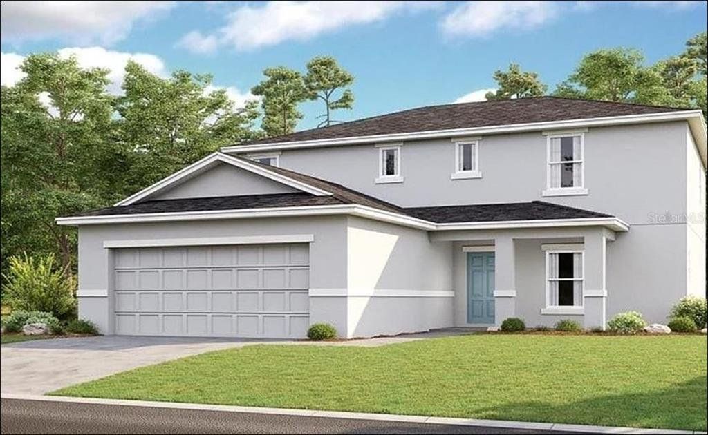 Front exterior of a new home in Parkside at Cherry Lake, Groveland, FL, highlighting curb appeal (Image 1).