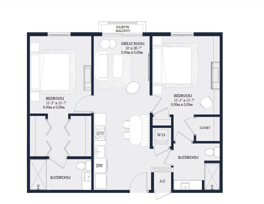 2D floor plan layout for the UNIT 03 by Roger Development Group in The Avenue Coral Gables, Coral Gables, FL (Image 1).