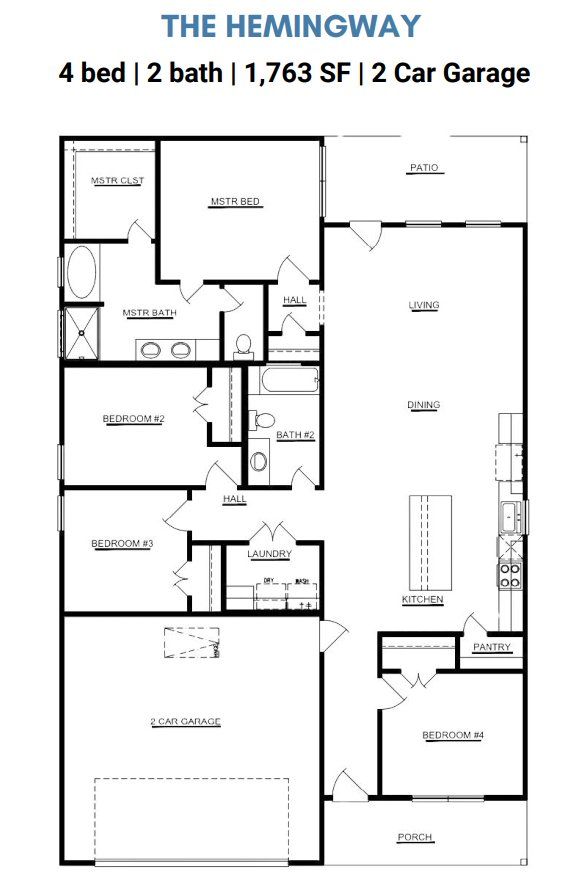 2D floor plan layout for the The Hemingway by ICONIQ Homes in Hill & Dale Ranch, Splendora, TX (Image 1). 2D floor plan layout for the The Hemingway by ICONIQ Homes in Hill & Dale Ranch, Splendora, TX (Image 1).