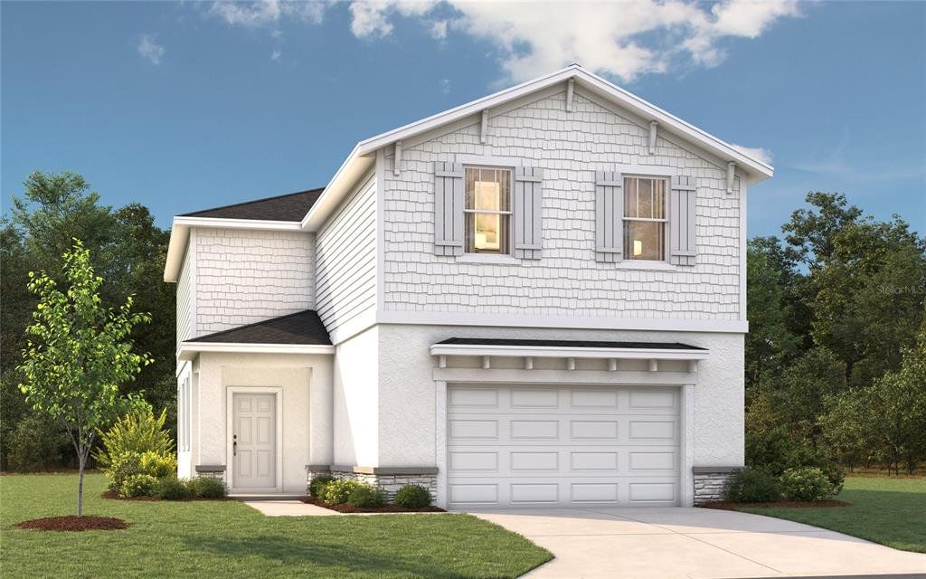 Front exterior of a new home in Oakfield Trails, Parrish, FL, highlighting curb appeal (Image 1). Front exterior of a new home in Oakfield Trails, Parrish, FL, highlighting curb appeal (Image 1).