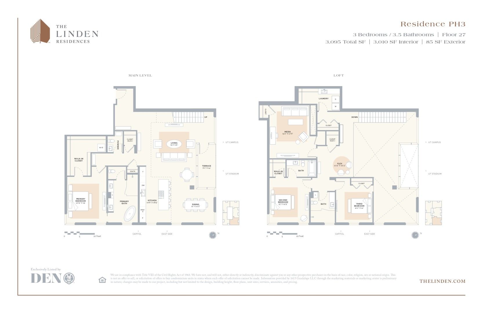 2D floor plan layout for the Residence PH3 by Reger Holdings, LLC. in The Linden Residences, Austin, TX (Image 1). 2D floor plan layout for the Residence PH3 by Reger Holdings, LLC. in The Linden Residences, Austin, TX (Image 1).