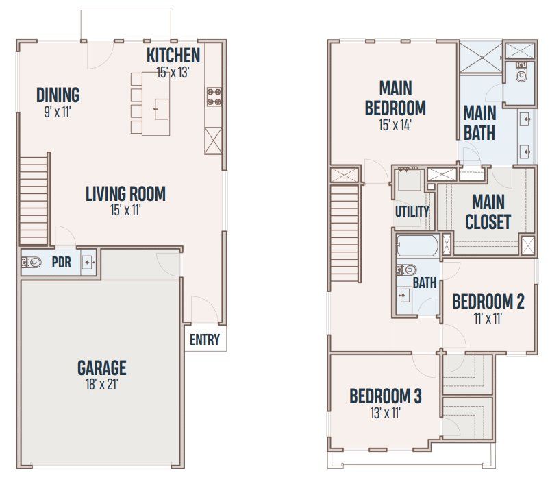 2D floor plan layout for the 1700AE by Contempo Builder in Agua, Houston, TX (Image 1). 2D floor plan layout for the 1700AE by Contempo Builder in Agua, Houston, TX (Image 1).