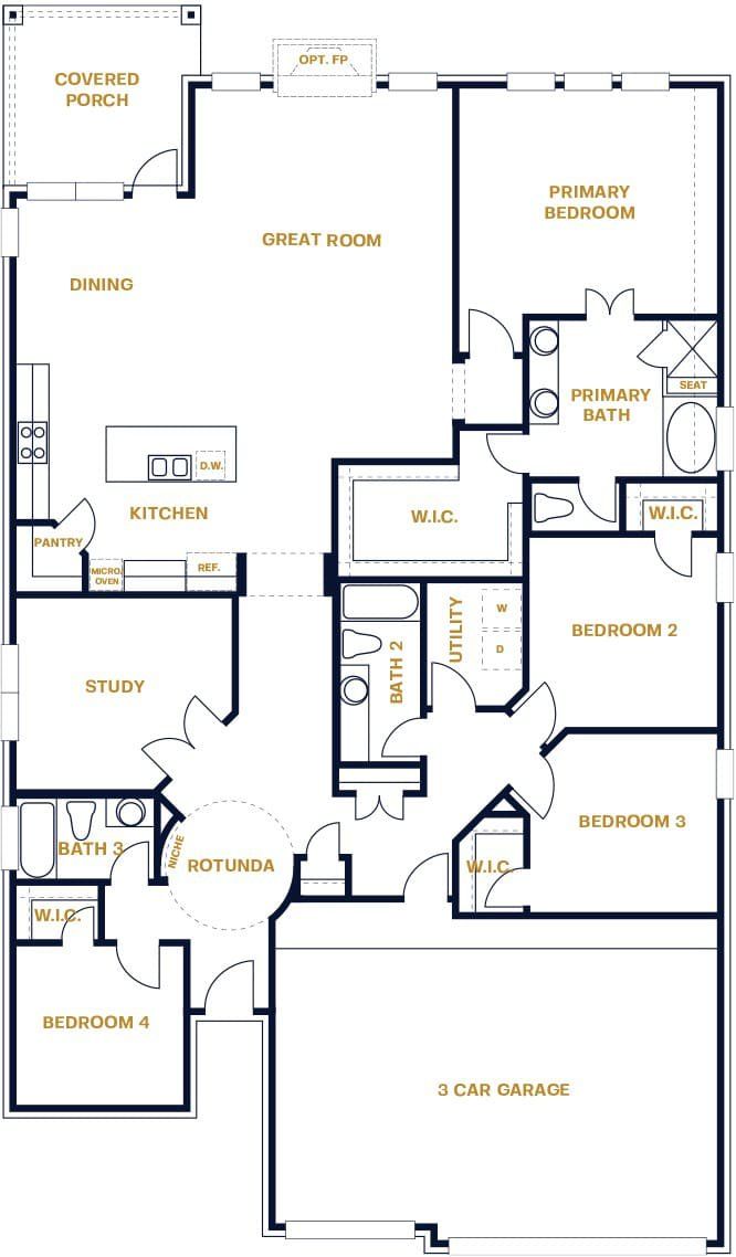 2D floor plan layout for the Frisco by Sitterle Homes in The Colony- Pine Cove, Bastrop, TX (Image 1). 2D floor plan layout for the Frisco by Sitterle Homes in The Colony- Pine Cove, Bastrop, TX (Image 1).