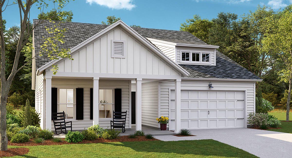 Front exterior of a new home in Limehouse Farms: Arbor Collection, Summerville, SC, highlighting curb appeal (Image 1). Front exterior of a new home in Limehouse Farms: Arbor Collection, Summerville, SC, highlighting curb appeal (Image 1).