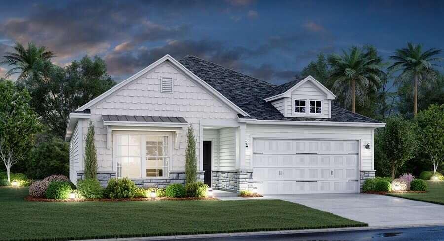 Front exterior of a new home in Cypress Preserve: Arbor Collection, Moncks Corner, SC, highlighting curb appeal (Image 1).