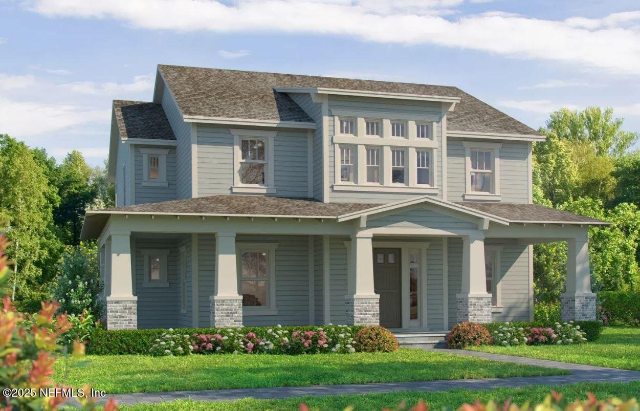 Front exterior of a new home in Seven Pines, Jacksonville, FL, highlighting curb appeal (Image 1). Front exterior of a new home in Seven Pines, Jacksonville, FL, highlighting curb appeal (Image 1).