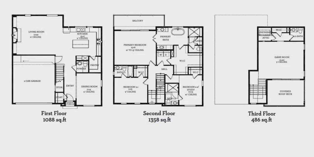 2D floor plan layout of this home in The Park at Sunridge, Austin, TX (Image 1).