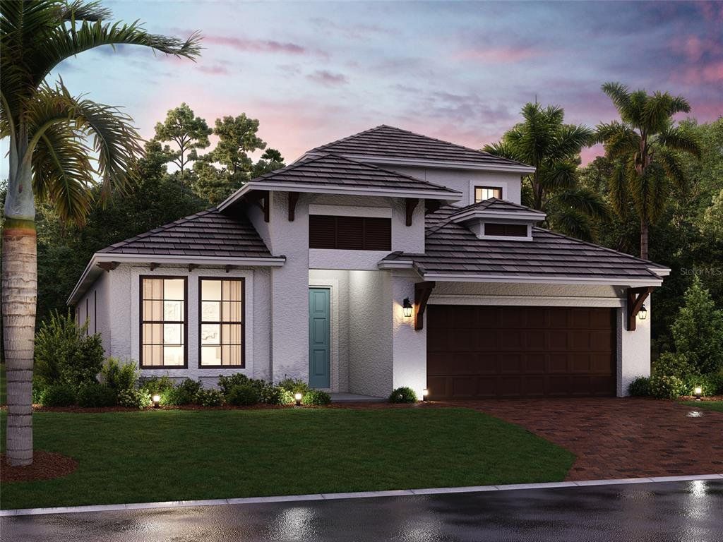 Front exterior of a new home in Sweetwater at Lakewood Ranch, Lakewood Ranch, FL, highlighting curb appeal (Image 1). Front exterior of a new home in Sweetwater at Lakewood Ranch, Lakewood Ranch, FL, highlighting curb appeal (Image 1).