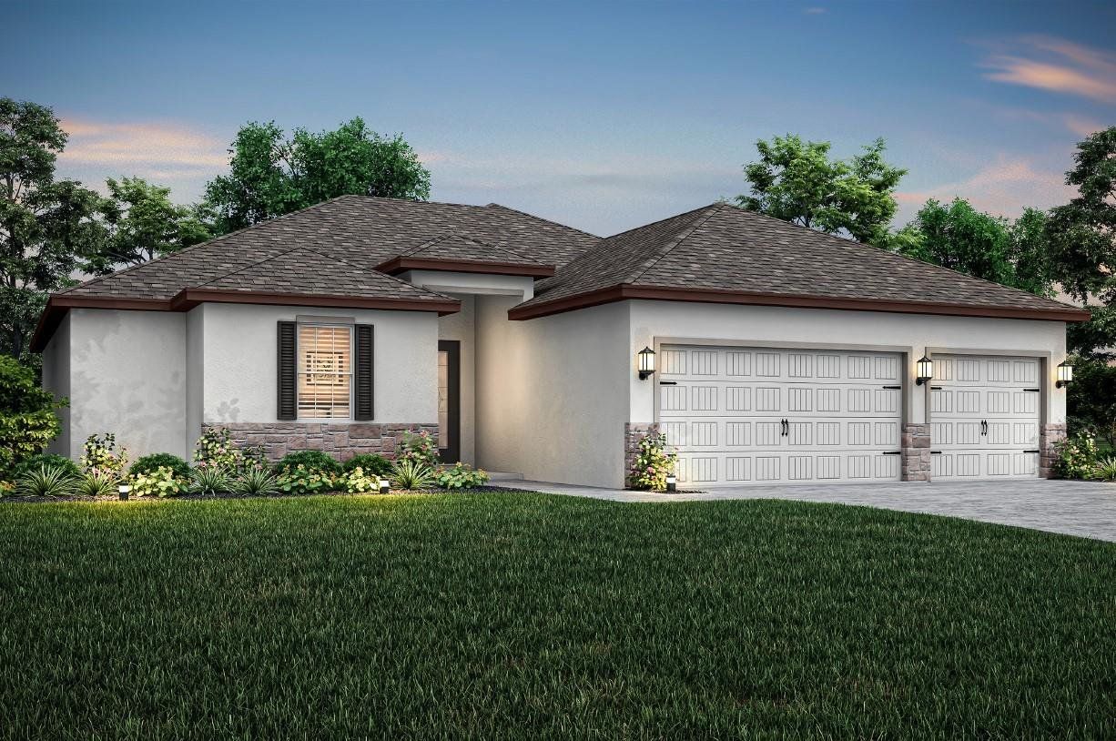 Front exterior of a new home in Port St Lucie, Port St. Lucie, FL, highlighting curb appeal (Image 1).