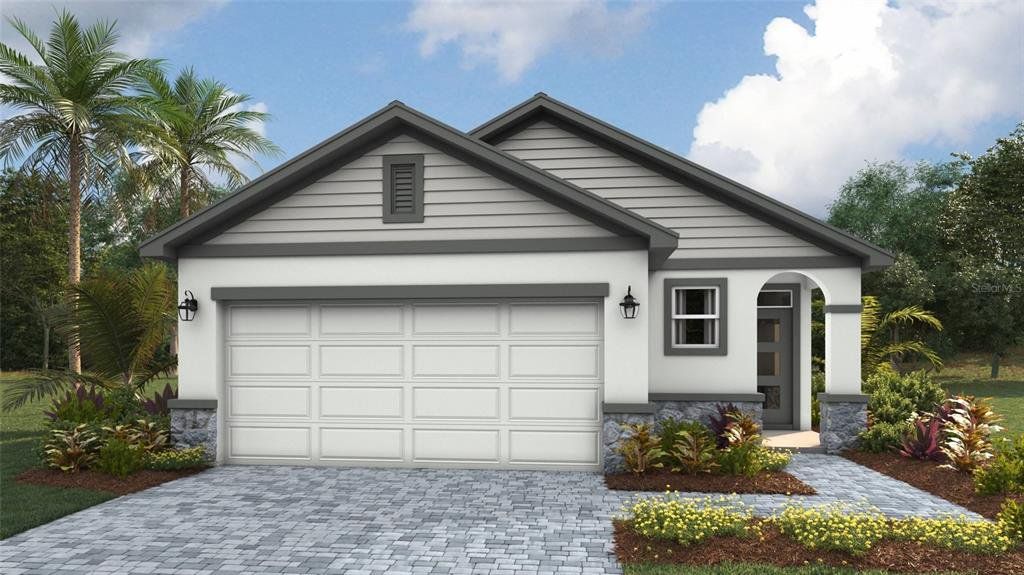 Front exterior of a new home in Legacy Preserve, Parrish, FL, highlighting curb appeal (Image 1).