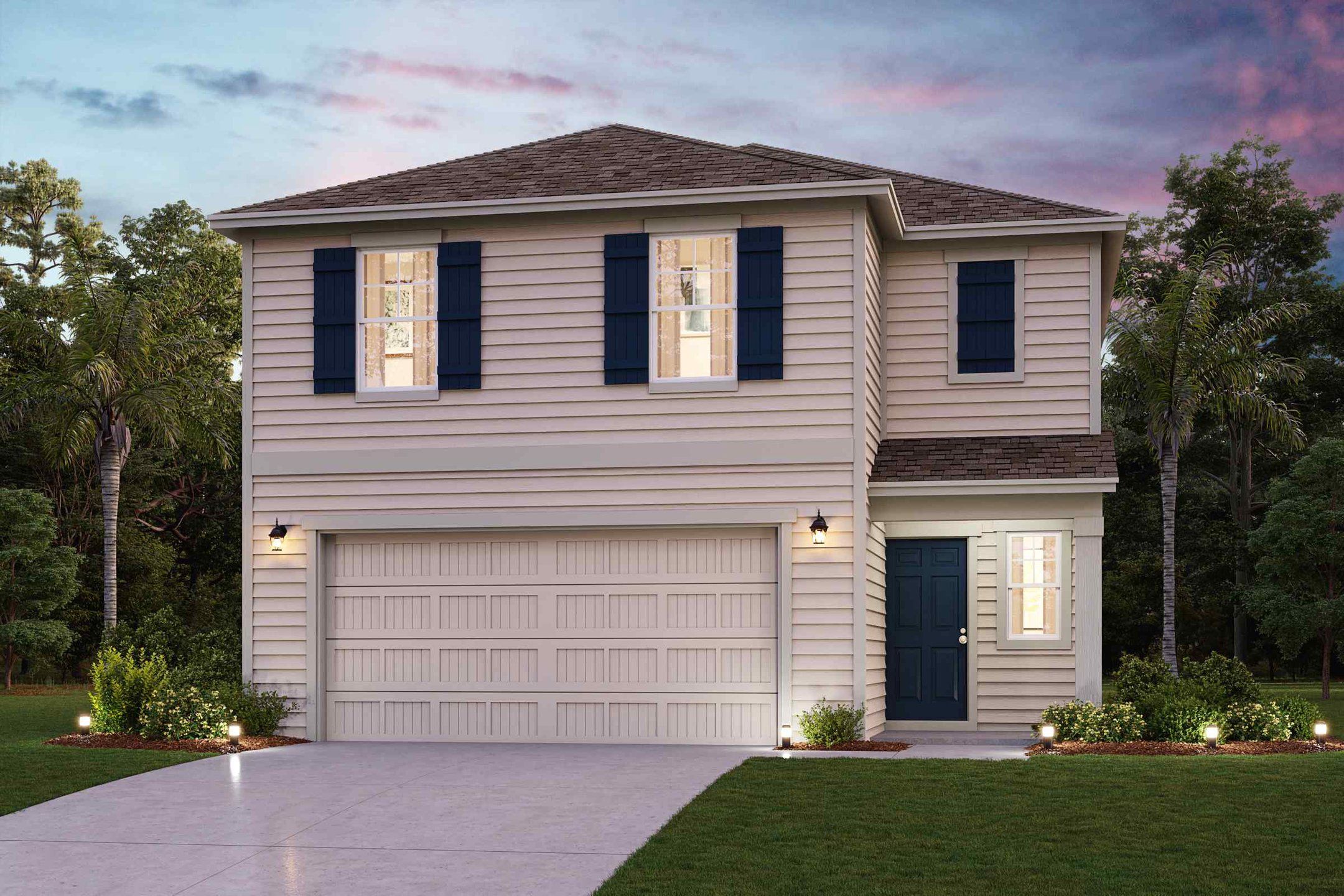 Representative exterior photo of a completed home built from the Delray by Century Communities in The Landings at Pecan Park, Jacksonville, FL (Image 1). Representative exterior photo of a completed home built from the Delray by Century Communities in The Landings at Pecan Park, Jacksonville, FL (Image 1).