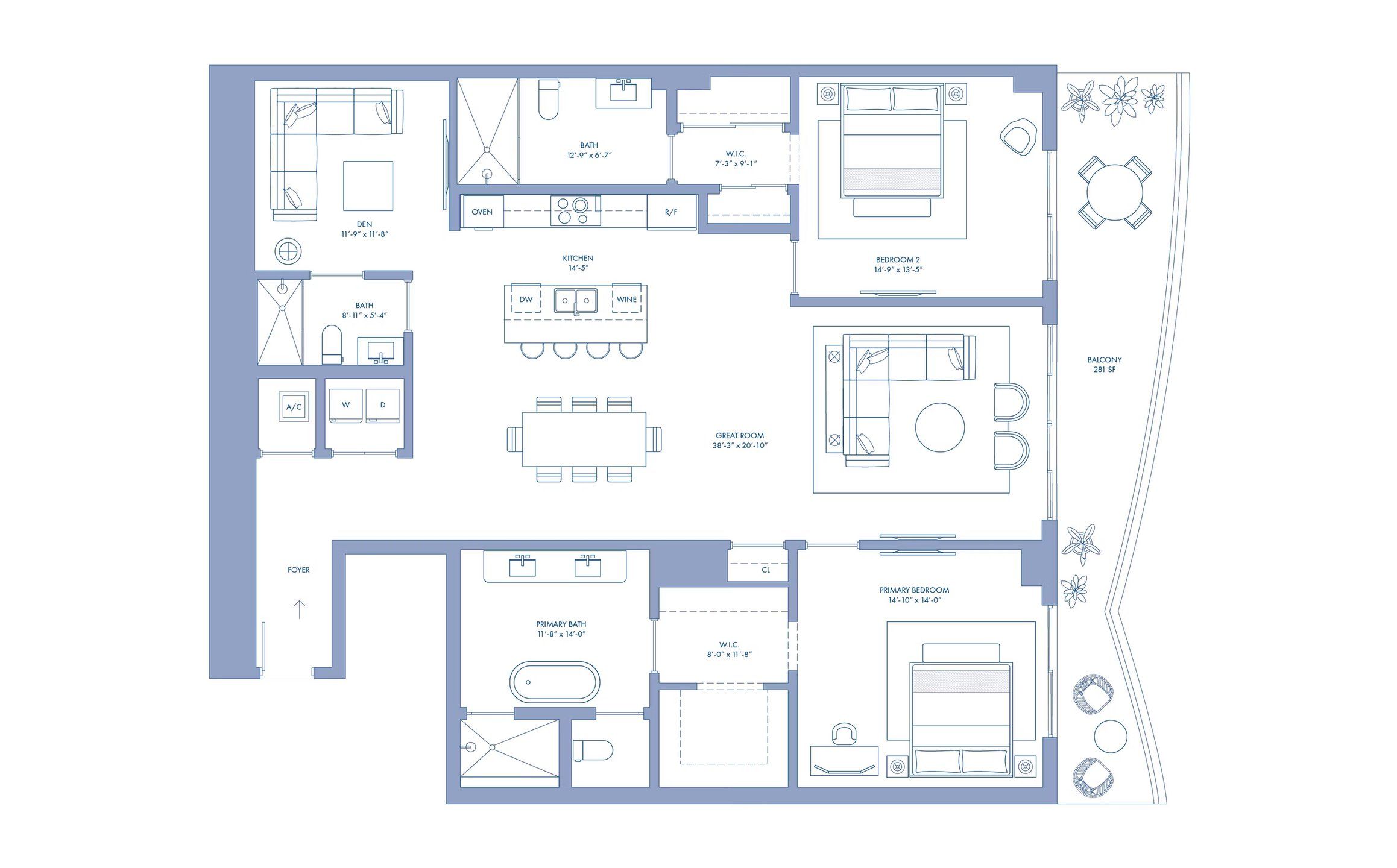 2D floor plan layout for the 02 Lvl 19-36 by Mast Capital in Cipriani Residences Miami, Miami, FL (Image 1).
