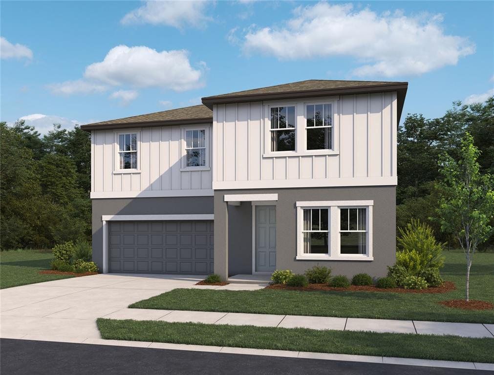 Front exterior of a new home in Oakfield Trails Signature, Parrish, FL, highlighting curb appeal (Image 1). Front exterior of a new home in Oakfield Trails Signature, Parrish, FL, highlighting curb appeal (Image 1).