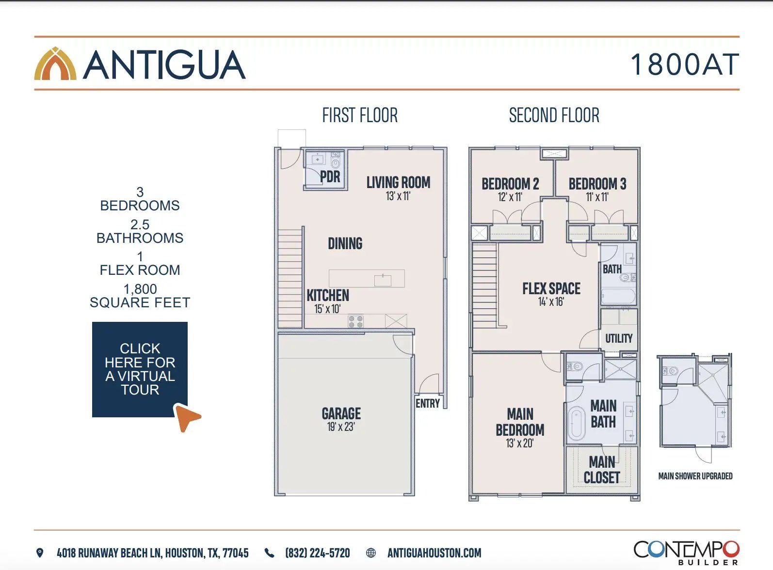 2D floor plan layout of this home in Antigua, Houston, TX (Image 1). 2D floor plan layout of this home in Antigua, Houston, TX (Image 1).