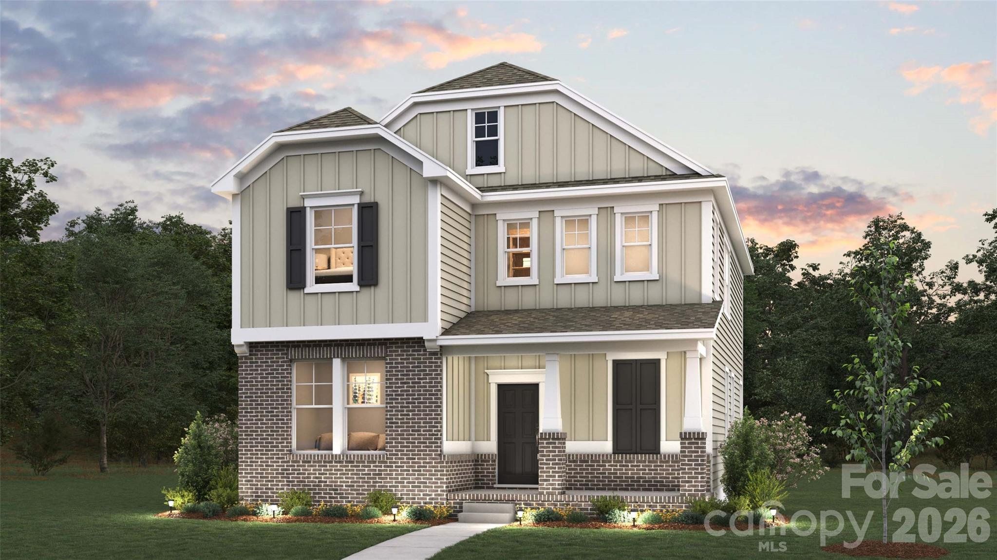 Front exterior of a new home in Oak Grove Hill, Huntersville, NC, highlighting curb appeal (Image 1). Front exterior of a new home in Oak Grove Hill, Huntersville, NC, highlighting curb appeal (Image 1).