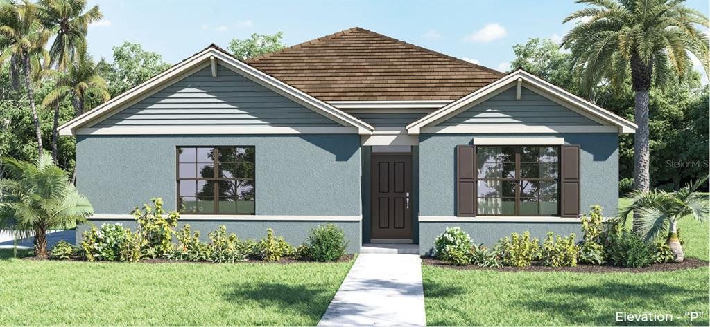 Front exterior of a new home in Preston Cove, St. Cloud, FL, highlighting curb appeal (Image 1).