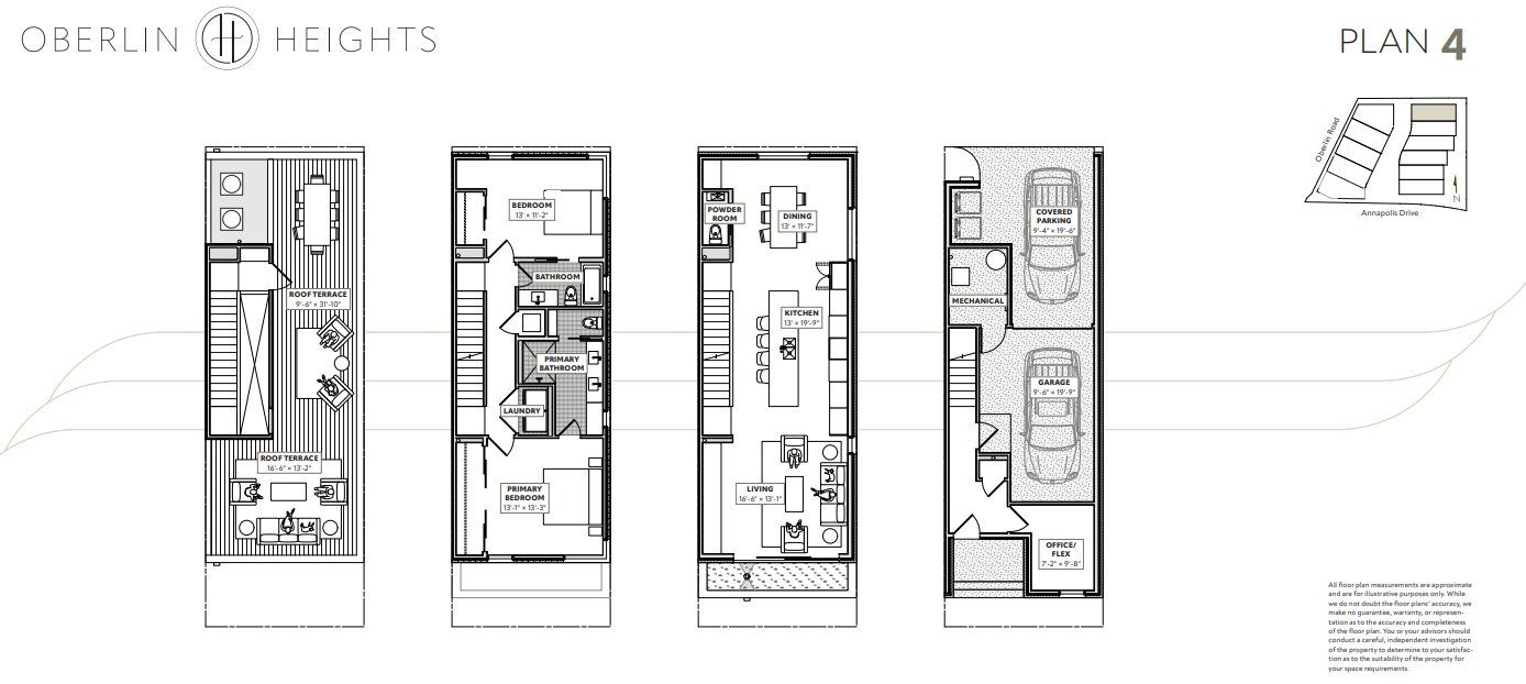 2D floor plan layout for the Plan 4 by Concept 8 in Oberlin Heights, Raleigh, NC (Image 1).