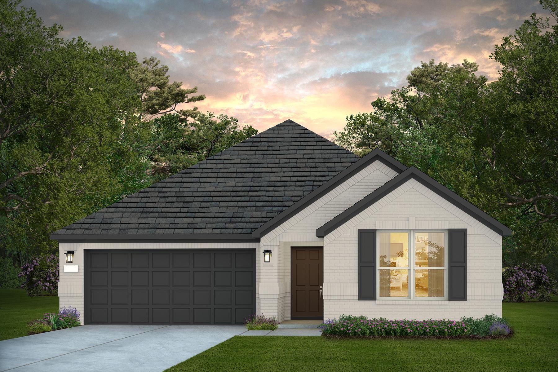 Front exterior of a new home in Corley Farms, Boerne, TX, highlighting curb appeal (Image 1). Front exterior of a new home in Corley Farms, Boerne, TX, highlighting curb appeal (Image 1).