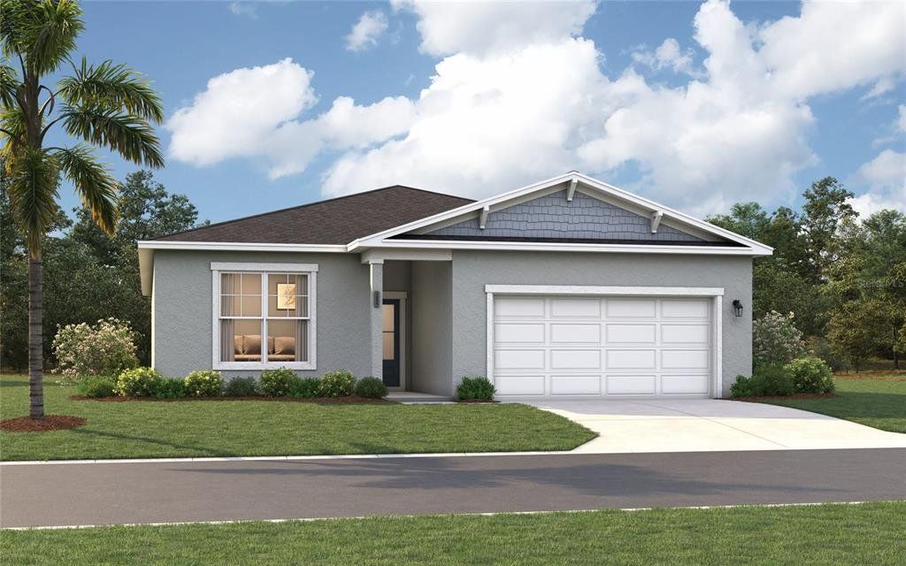 Front exterior of a new home in Groves at Whitemarsh, Leesburg, FL, highlighting curb appeal (Image 1). Front exterior of a new home in Groves at Whitemarsh, Leesburg, FL, highlighting curb appeal (Image 1).
