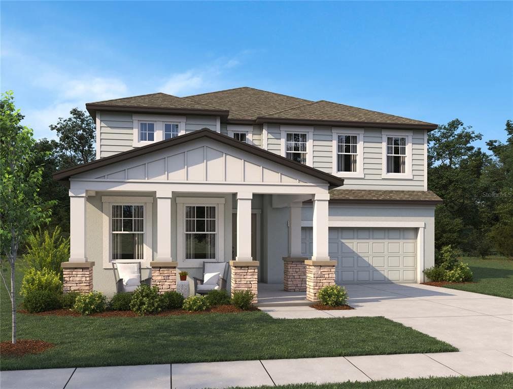 Front exterior of a new home in Oakfield Trails, Parrish, FL, highlighting curb appeal (Image 1). Front exterior of a new home in Oakfield Trails, Parrish, FL, highlighting curb appeal (Image 1).