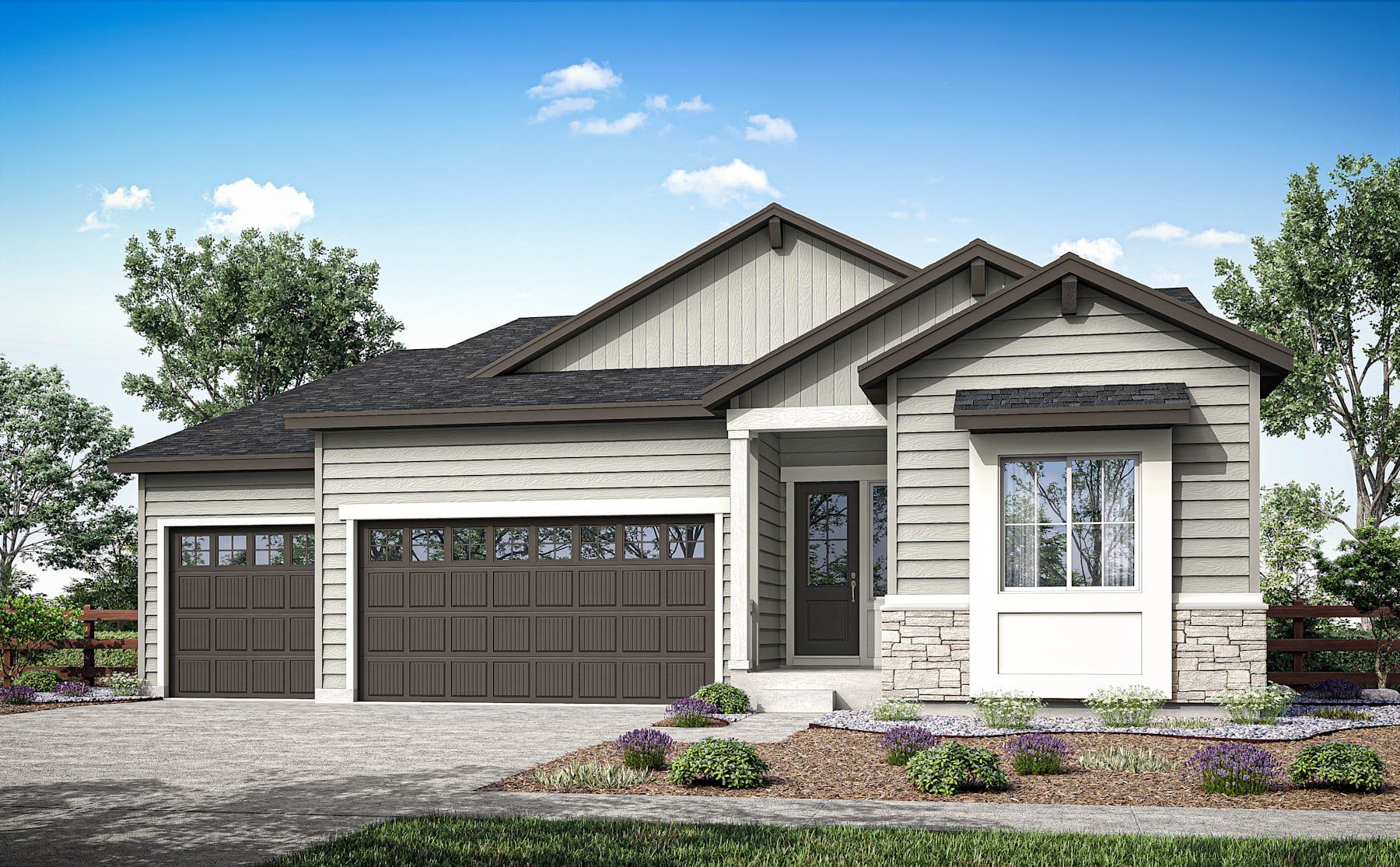 Representative exterior photo of a completed home built from the 5012 by Tri Pointe Homes in The Aurora Highlands, Aurora, CO (Image 1). Representative exterior photo of a completed home built from the 5012 by Tri Pointe Homes in The Aurora Highlands, Aurora, CO (Image 1).