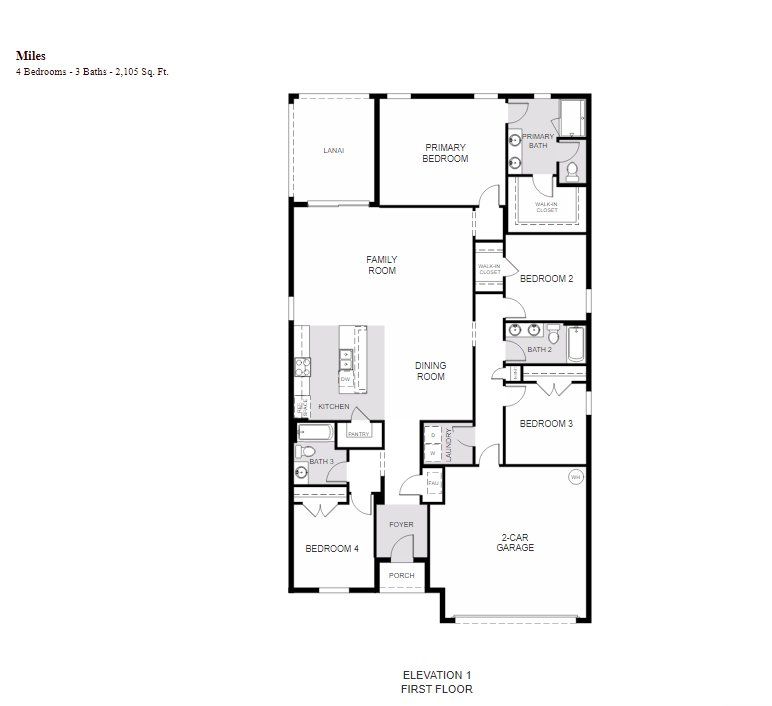 2D floor plan layout for the Miles by Risewell Homes in Ridgeview, Clermont, FL (Image 1). 2D floor plan layout for the Miles by Risewell Homes in Ridgeview, Clermont, FL (Image 1).