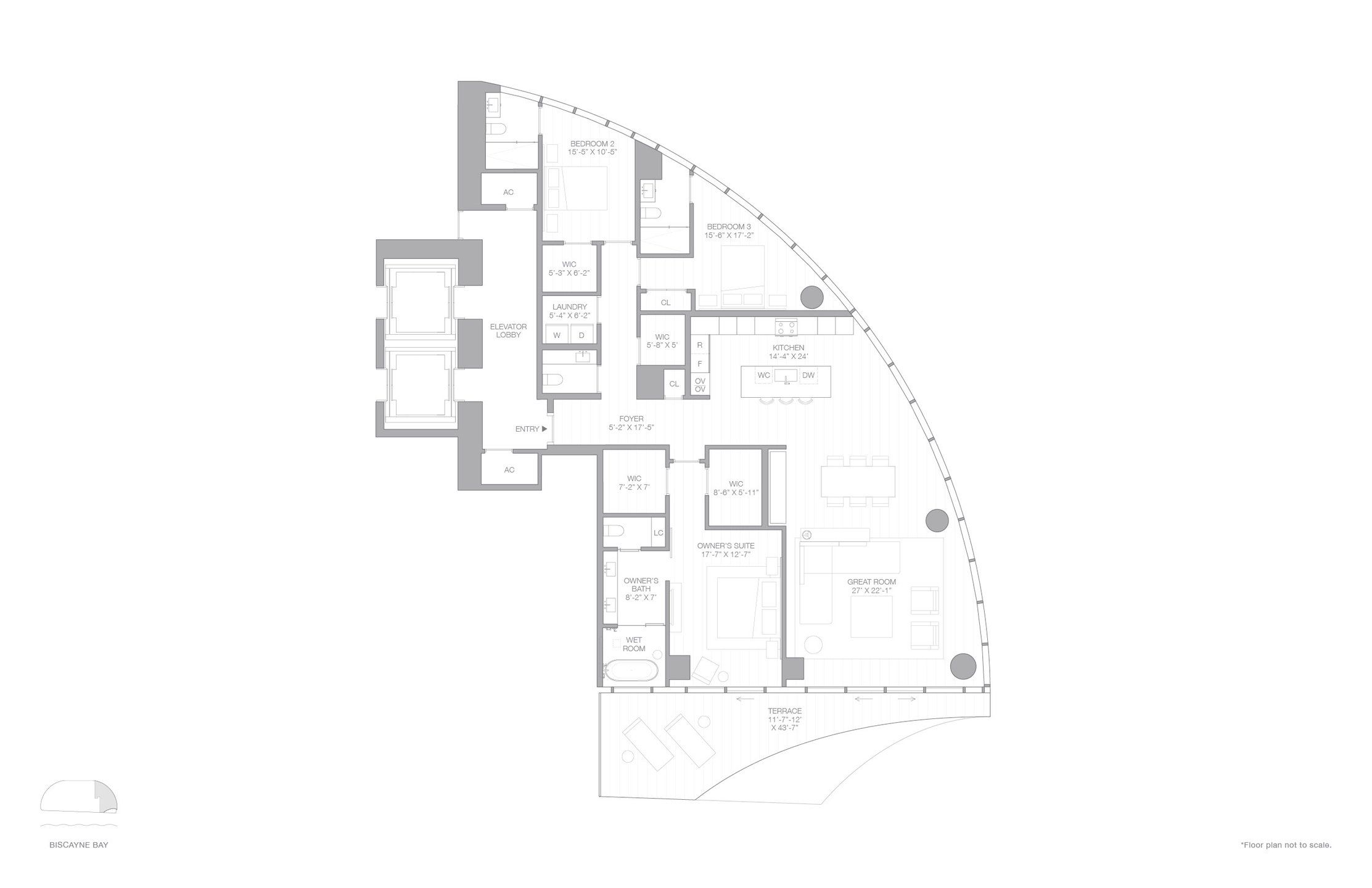 2D floor plan layout for the A NORTH by Two Roads Development in EDITION Residences, Miami, FL (Image 1).