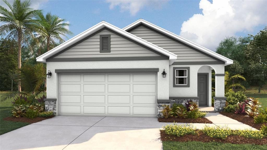 Front exterior of a new home in Seaire, Parrish, FL, highlighting curb appeal (Image 1). Front exterior of a new home in Seaire, Parrish, FL, highlighting curb appeal (Image 1).