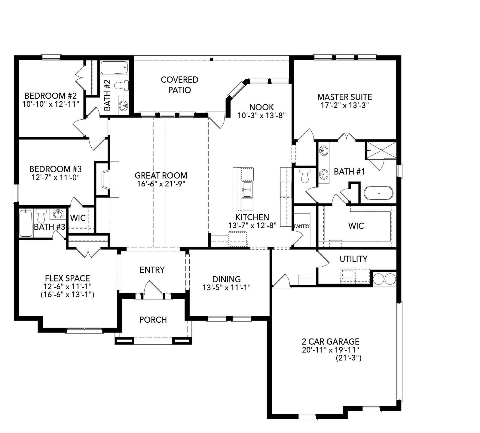 2D floor plan layout for the Ashwood by Sandlin Homes in The Retreat, Cleburne, TX (Image 1). 2D floor plan layout for the Ashwood by Sandlin Homes in The Retreat, Cleburne, TX (Image 1).