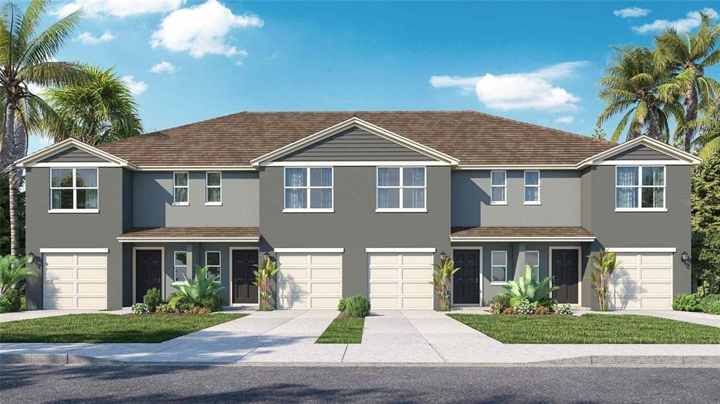 Front exterior of a new home in Ruskin Preserve, Ruskin, FL, highlighting curb appeal (Image 1).