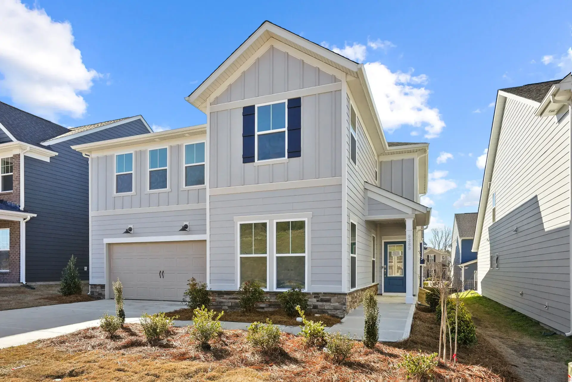 Front exterior of a new home in Cannon Run, Concord, NC, highlighting curb appeal (Image 1). Front exterior of a new home in Cannon Run, Concord, NC, highlighting curb appeal (Image 1).