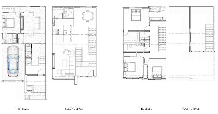 2D floor plan layout for the Unit 103 by PLH Homes in Henderson at East Lake, Atlanta, GA (Image 1).