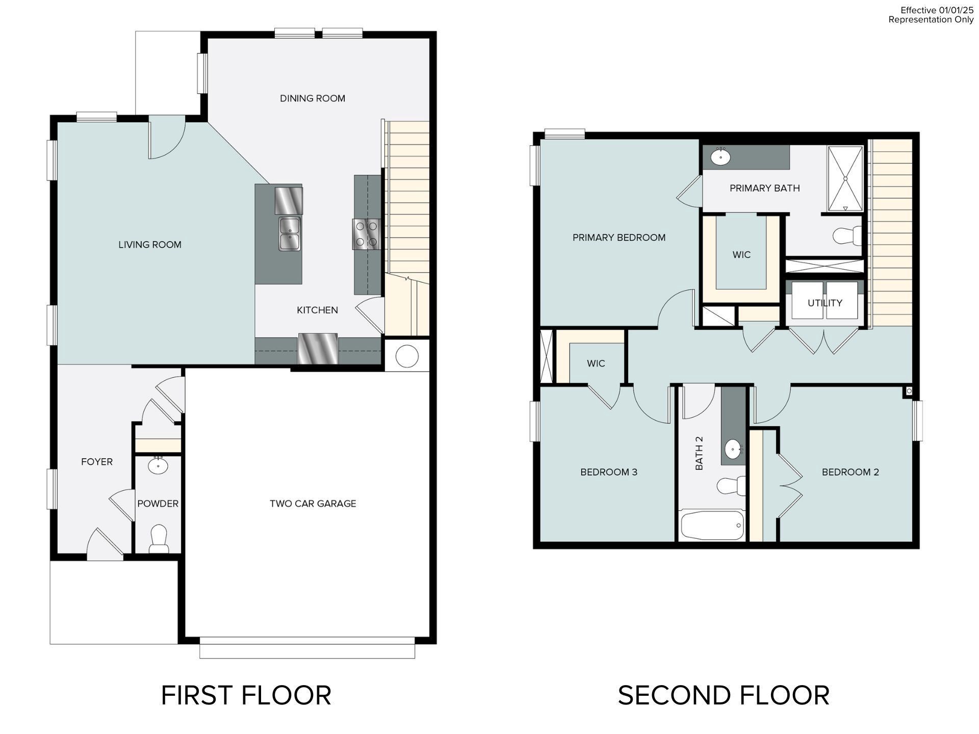 2D floor plan layout for the 1668 by Brohn Homes in Harvest Ridge, Elgin, TX (Image 1). 2D floor plan layout for the 1668 by Brohn Homes in Harvest Ridge, Elgin, TX (Image 1).