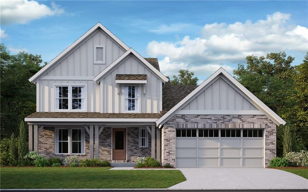 Front exterior of a new home in Pickens Bluff, Hiram, GA, highlighting curb appeal (Image 1).