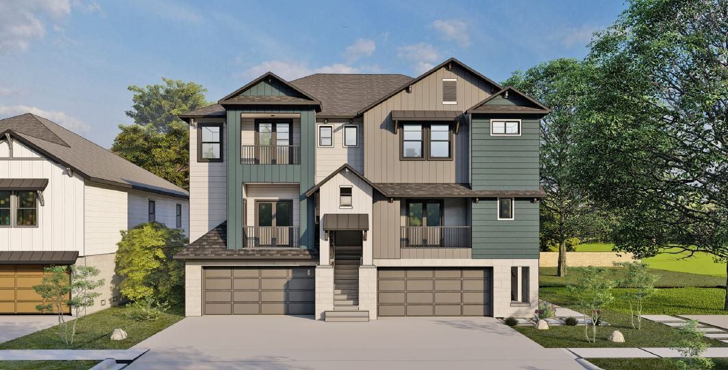 Front exterior of a new home in Townsen Landing, Humble, TX, highlighting curb appeal (Image 1). Front exterior of a new home in Townsen Landing, Humble, TX, highlighting curb appeal (Image 1).