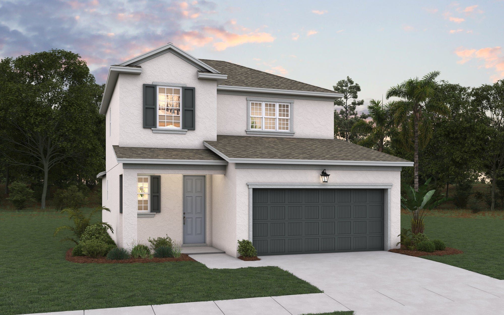 Front exterior of a new home in Creekside Run at Babcock Ranch, Punta Gorda, FL, highlighting curb appeal (Image 1).