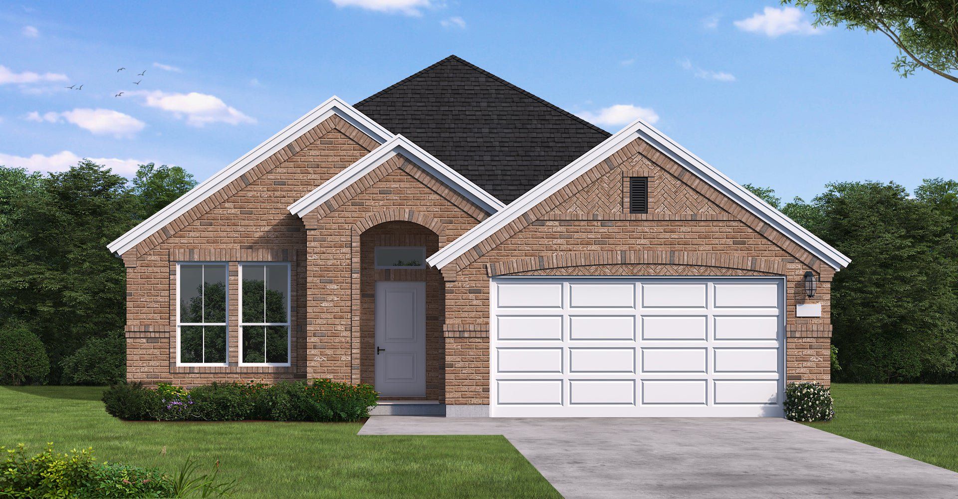 Front exterior of a new home in Meadow Vista, Anna, TX, highlighting curb appeal (Image 1). Front exterior of a new home in Meadow Vista, Anna, TX, highlighting curb appeal (Image 1).