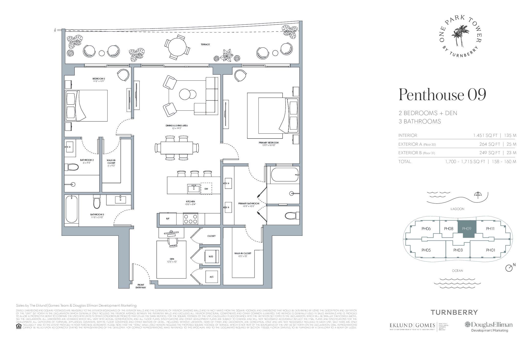 Image 1 representing the Penthouse 09 by Turnberry Associates in One Park Tower, Miami, FL.